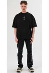 Erkek Baskılı T-shirt Kısa Kol Bisiklet Yaka Regular Fit Rahat Kalıp Günlük Tişört - Siyah