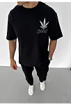 Erkek Baskılı T-shirt Kısa Kol Bisiklet Yaka Regular Fit Rahat Kalıp Günlük Tişört - Siyah