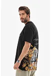 Erkek Kısa Kol Yazlık Tişört Bisiklet Yaka Baskılı Oversize T-shirt - Siyah