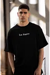 Erkek Kısa Kol Yazlık Tişört Bisiklet Yaka Baskılı Oversize T-shirt - Siyah