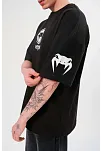 Erkek Kısa Kol Tişört Göğüs Ve Kol Bisiklet Yaka Baskılı T-shirt - Siyah