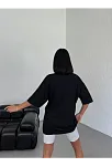 Kadın Baskılı T-shirt Kısa Kol Bisiklet Yaka Oversize Rahat Kalıp Günlük Tişört - Siyah