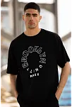 Erkek Baskılı T-shirt Kısa Kol Bisiklet Yaka Regular Fit Rahat Kalıp Günlük Tişört - Siyah