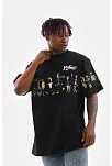 Erkek Kısa Kol Yazlık Tişört Bisiklet Yaka Baskılı Oversize T-shirt - Siyah