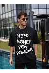Erkek Tişört Bisiklet Yaka Baskılı Kısa Kol Oversize T-shirt - Siyah