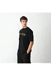 Erkek Baskılı T-shirt Kısa Kol Bisiklet Yaka Regular Fit Rahat Kalıp Günlük Tişört - Siyah