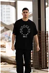 Erkek Baskılı T-shirt Kısa Kol Bisiklet Yaka Regular Fit Rahat Kalıp Günlük Tişört - Siyah