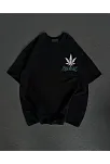 Kadın Baskılı T-shirt Kısa Kol Bisiklet Yaka Oversize Rahat Kalıp Günlük Tişört   - Siyah