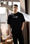 Erkek Baskılı T-shirt Kısa Kol Bisiklet Yaka Regular Fit Rahat Kalıp Günlük Tişört - Siyah