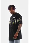 Erkek Kısa Kol Yazlık Tişört Bisiklet Yaka Baskılı Oversize T-shirt - Siyah