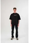 Kadın Baskılı T-shirt Kısa Kol Bisiklet Yaka Oversize Rahat Kalıp Günlük Tişört   - Siyah