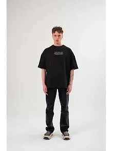 Kadın Baskılı T-shirt Kısa Kol Bisiklet Yaka Oversize Rahat Kalıp Günlük Tişört   - Siyah