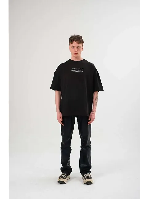 Kadın Baskılı T-shirt Kısa Kol Bisiklet Yaka Oversize Rahat Kalıp Günlük Tişört   - Siyah