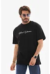 Erkek Kısa Kol Yazlık Tişört Bisiklet Yaka Baskılı Oversize T-shirt - Siyah