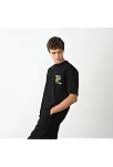 Erkek Kısa Kol Yazlık Tişört Bisiklet Yaka Baskılı Oversize T-shirt - Siyah
