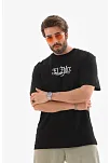 Erkek Kısa Kol Yazlık Tişört Bisiklet Yaka Baskılı Oversize T-shirt - Siyah