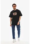 Erkek Baskılı T-shirt Kısa Kol Bisiklet Yaka Regular Fit Rahat Kalıp Tişört -  Siyah