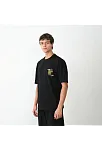 Erkek Kısa Kol Yazlık Tişört Bisiklet Yaka Baskılı Oversize T-shirt - Siyah
