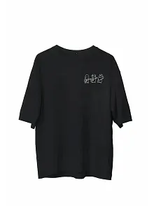 Erkek Baskılı T-shirt Kısa Kol Bisiklet Yaka Regular Fit Rahat Kalıp Günlük Tişört - Siyah