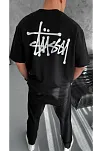 Erkek Kısa Kol Yazlık Tişört Bisiklet Yaka Baskılı Oversize T-shirt - Siyah