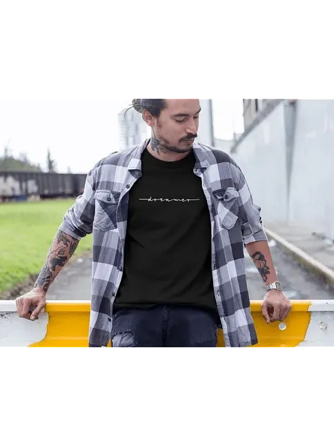 Erkek Tişört Yazlık Bisiklet Yaka Baskılı Kısa Kol T-shirt - Siyah