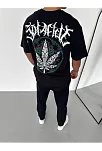Erkek Baskılı T-shirt Kısa Kol Bisiklet Yaka Regular Fit Rahat Kalıp Günlük Tişört - Siyah