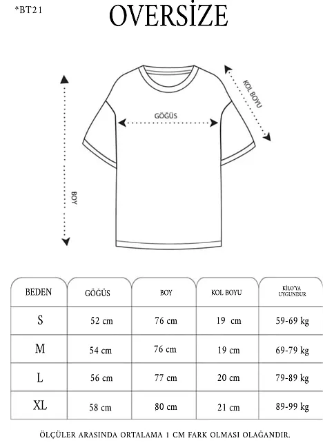 Kadın Baskılı T-shirt Kısa Kol Bisiklet Yaka Oversize Rahat Kalıp Günlük Tişört - Siyah
