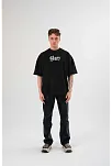 Erkek Kısa Kol Yazlık Tişört Bisiklet Yaka Baskılı Oversize T-shirt -  Siyah