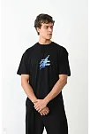 Erkek Kısa Kol Yazlık Tişört Bisiklet Yaka Baskılı Oversize T-shirt - Siyah