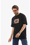 Erkek Baskılı T-shirt Kısa Kol Bisiklet Yaka Regular Fit Rahat Kalıp Tişört -  Siyah