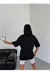 Kadın Kısa Kol Yazlık Tişört Bisiklet Yaka Los Angeles Baskılı T-shirt - Siyah