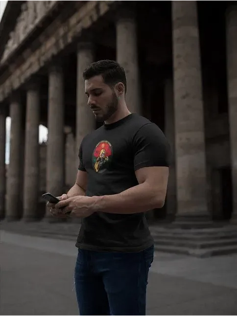 Erkek Kısa Kol Yazlık Tişört Bisiklet Yaka Baskılı Oversize T-shirt - Siyah