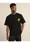 Erkek Kısa Kol Yazlık Tişört Bisiklet Yaka Baskılı Oversize T-shirt - Siyah