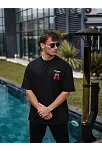 Erkek Kısa Kol Tişört Bisiklet Yaka Box Eldiven Baskılı T-shirt -  Siyah