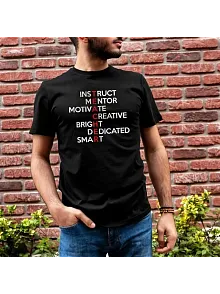 Erkek Kısa Kol Yazlık Tişört Bisiklet Yaka Baskılı Oversize T-shirt - Siyah