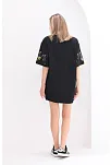 Kadın Kısa Kol Yazlık Tişört Bisiklet Yaka Baskılı Oversize T-shirt - Siyah