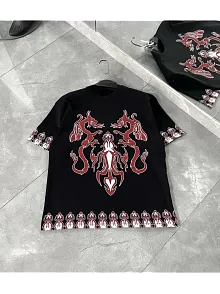 Erkek  Kısa Kol  Bisiklet Yaka Baskılı Oversize T-shirt - Siyah