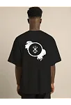 Erkek Baskılı T-shirt Kısa Kol Bisiklet Yaka Regular Fit Rahat Kalıp Günlük Tişört - Siyah