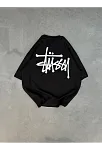 Erkek Kısa Kol Yazlık Tişört Bisiklet Yaka Baskılı Oversize T-shirt - Siyah