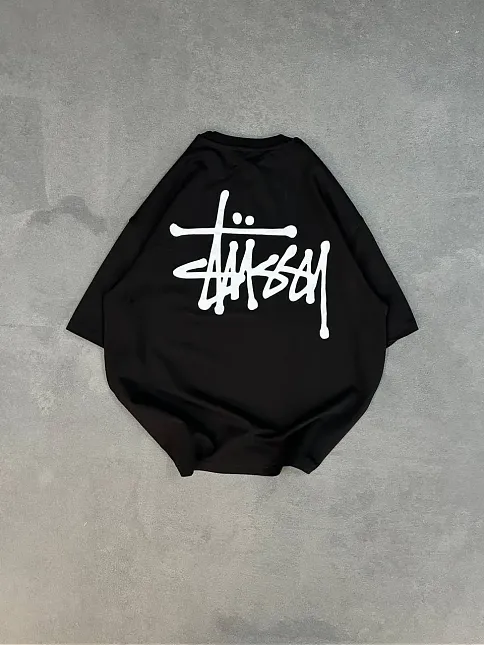 Erkek Kısa Kol Yazlık Tişört Bisiklet Yaka Baskılı Oversize T-shirt - Siyah