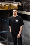 Erkek Kısa Kol Yazlık Tişört Bisiklet Yaka Baskılı Oversize T-shirt - Siyah