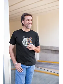 Erkek Kısa Kol Yazlık Tişört Bisiklet Yaka Baskılı Oversize T-shirt - Siyah