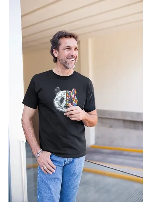 Erkek Kısa Kol Yazlık Tişört Bisiklet Yaka Baskılı Oversize T-shirt - Siyah