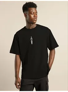Erkek Baskılı T-shirt Kısa Kol Bisiklet Yaka Regular Fit Rahat Kalıp Günlük Tişört - Siyah