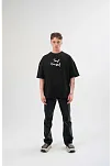 Erkek Kısa Kol Yazlık Tişört Bisiklet Yaka Baskılı Oversize T-shirt -  Siyah