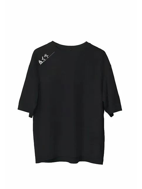 Erkek Baskılı T-shirt Kısa Kol Bisiklet Yaka Regular Fit Rahat Kalıp Günlük Tişört - Siyah