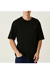Erkek Kısa Kol Tişört Bisiklet Yaka Kalp Baskılı Oversize T-shirt - Siyah