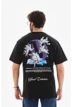 Erkek Kısa Kol Yazlık Tişört Bisiklet Yaka Baskılı Oversize T-shirt - Siyah