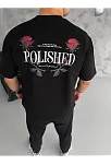 Erkek Kısa Kol Yazlık Tişört Bisiklet Yaka Baskılı Oversize T-shirt - Siyah