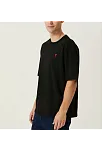 Erkek Kısa Kol Tişört Bisiklet Yaka Kalp Baskılı Oversize T-shirt - Siyah